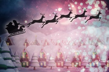 Aufkleber - Composite image of silhouette of santa claus and reindeer