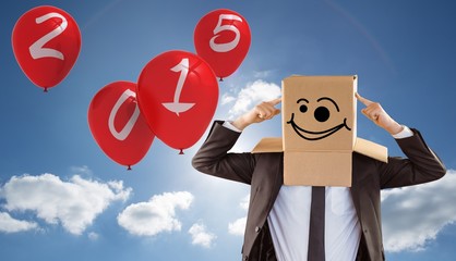 Poster - Composite image of anonymous businessman pointing to box