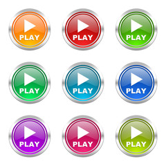 Poster - play colorful vector icons set