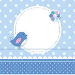 Wall Mural - blue bird baby boy greeting card