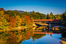 The Saco River Covered Bridge In Conway, New Hampshire.
