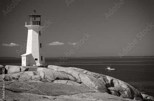 Fototapeta na wymiar Sepia Peggy's Cove lighthouse, Nova Scotia.
