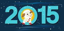 Happy New Year Illustration With Funny Cartoon Sheep