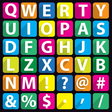 Alphabet flat icon set
