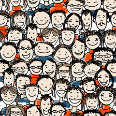 Sticker - Seamless pattern with people crowd for your design