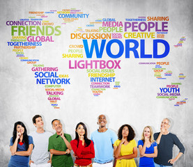 Wall Mural - World People Discussion Friends Connection Togetherness Concept