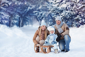  Portrait of Young family in a winter park