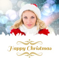 Fototapete - Composite image of happy festive blonde