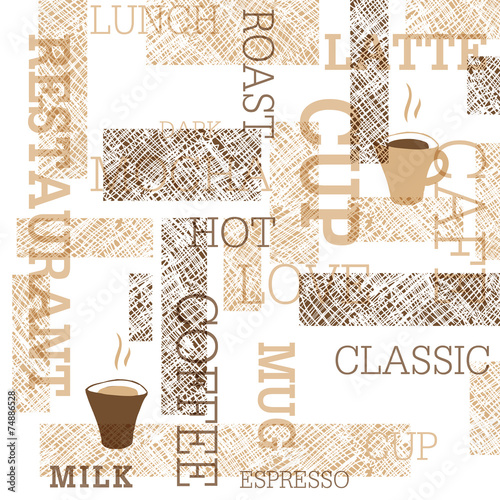 Naklejka dekoracyjna Coffee Themed Seamless Pattern