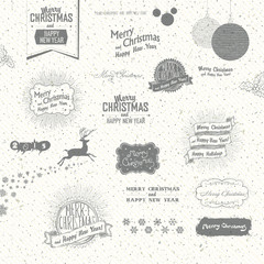 Poster - Merry Christmas And Happy New Year Elements. Typographic, Hand-D