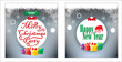 two Greeting cards on white winter background