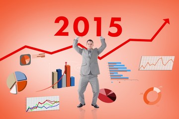 Poster - Composite image of portrait of a businessman pushing the roof
