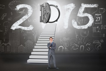 Poster - Composite image of thinking businessman