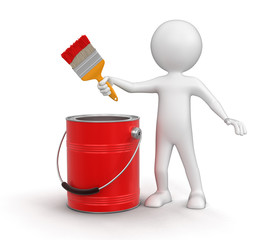Poster - Man with paint can and brush (clipping path included)