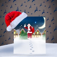 Poster - Composite image of santa delivery presents to village