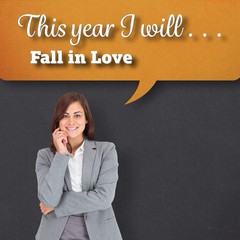 Poster - Composite image of smiling thoughtful businesswoman