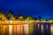 South Beach At Night, In Key West, Florida.