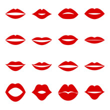 Set Of Red Lips, Vector Illustration
