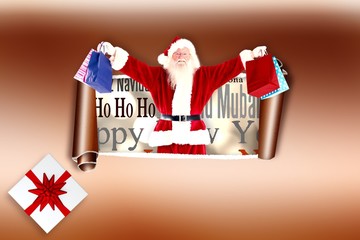 Poster - Composite image of santa holds some bags for chistmas