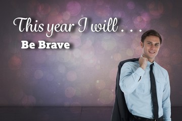 Aufkleber - Composite image of smiling businessman holding his jacket
