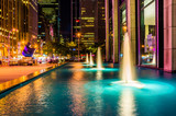 Fototapeta  - Fountains at night, in Rockefeller Center, Midtown Manhattan, Ne