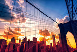Fototapeta  - Brooklyn Bridge and Manhattan at sunset