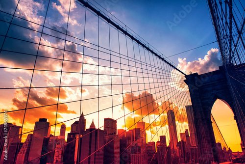 most-brooklynski-i-manhattan-przy-zmierzchem
