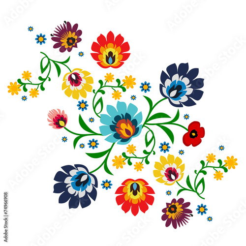 Obraz w ramie Traditional Polish floral folk pattern vector