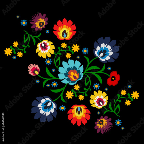 Obraz w ramie Traditional Polish floral folk pattern vector