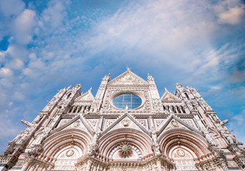 Fototapete - Siena Cathedral against sunset sky, Italy
