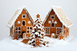 The hand-made eatable gingerbread houses and New Year Tree with