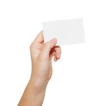Woman Hand Hold Blank Business Card