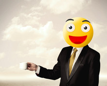 Businessman Wears Yellow Smiley Face