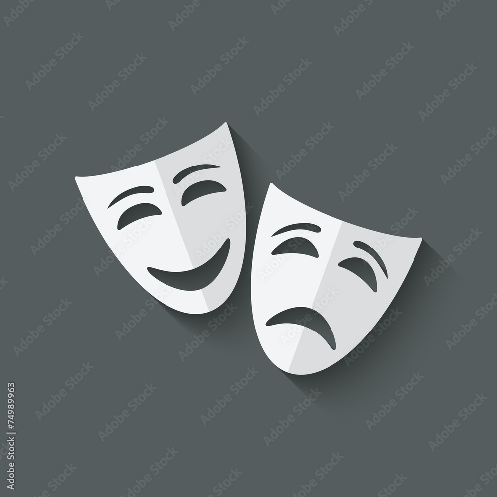 comedy and tragedy theatrical masks - obrazy, fototapety, plakaty 