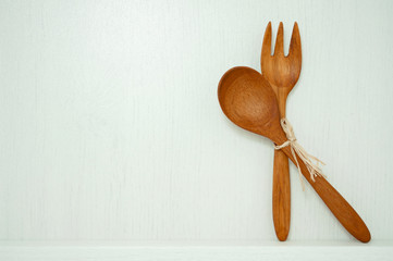 Wood spoon and fork