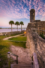 Castillo De San Marcos At Sunset, In St. Augustine, Florida.