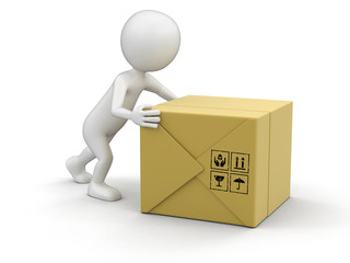 Poster - Man and package (clipping path included)