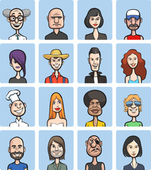 Sticker - funny cartoon faces vector collection