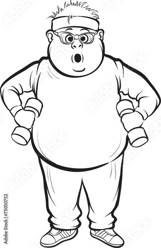 whiteboard drawing - fat man training - Buy this stock vector and