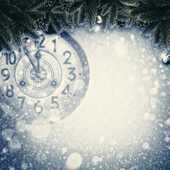 Wall Mural - Abstract Xmas backgrounds with old watches and christmas decorat