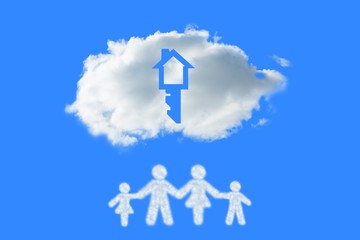 Poster - Composite image of cloud in shape of family