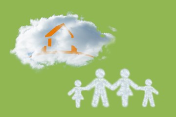 Aufkleber - Composite image of cloud in shape of family