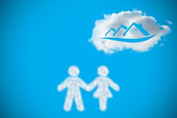Poster - Composite image of cloud in shape of couple