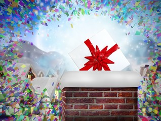 Poster - Composite image of chimney filled with gift