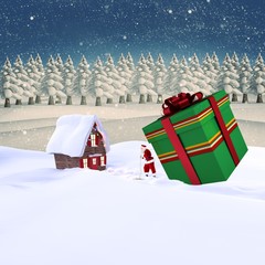 Poster - Composite image of santa delivering large gift