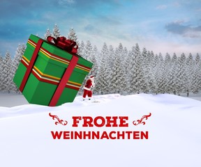 Poster - Composite image of santa delivering large gift