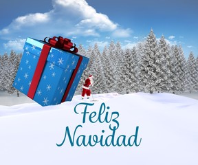 Poster - Composite image of santa delivering large gift