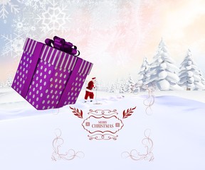 Poster - Composite image of santa delivering large gift