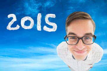 Poster - Composite image of geek smiling at camera