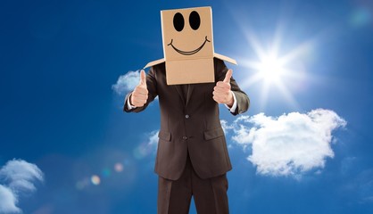 Poster - Composite image of anonymous businessman with thumbs up